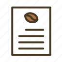 coffee, document, file, folder, format, paper