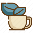 leaves, bean, seed, drink, cup, coffee icon