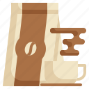 beans, seed, package, cup, coffee icon