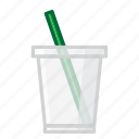 cold, cup, left, small, straw, with
