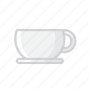 cup, on, plate, white