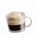 affogato, 3d icon, 3d illustration, 3d render, dessert, espresso, coffee culture, coffee drink 