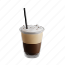 cappuccino, freddo, cappuccino freddo, 3d icon, 3d illustration, 3d render, iced, coffee drink, coffee 