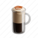 caramel, macchiato, caramel macchiato, 3d icon, 3d illustration, 3d render, sweet, coffee drink, coffee 