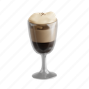 irish, coffee, irish coffee, 3d icon, 3d illustration, 3d render, spirited, warming, coffee drink 