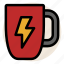 cafe, coffee, drink, energy, flash, mug, power 