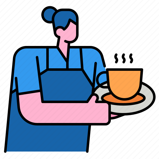 Serving, waitress, coffee, cup, shop, barista icon - Download on Iconfinder