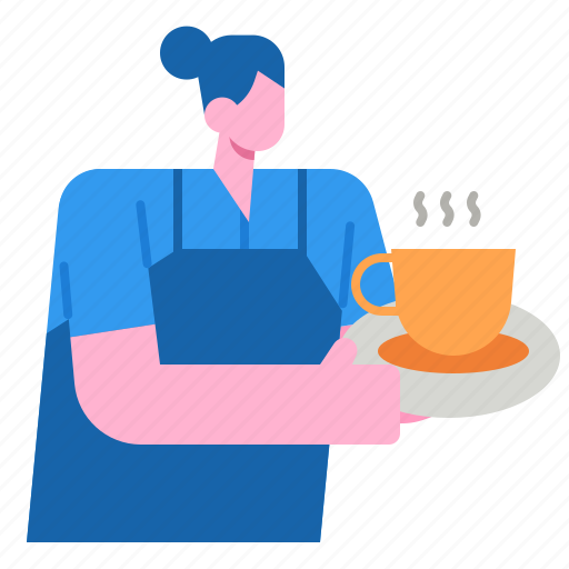 Serving, waitress, coffee, cup, shop, barista icon - Download on Iconfinder