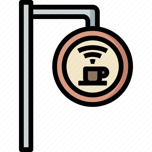 Cafe, coffee, cup, label, shop, store, wifi icon - Download on Iconfinder