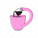 coffee, milk, to, pink, cup, latte, cappuccino