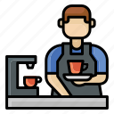 barista, waiter, male, coffee shop, cafe, coffee machine, avatar