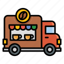 food truck, coffee truck, coffee shop, van, transportation, delivery, food and restaurant