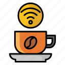 wifi, signal, mug, coffee shop, cafeteria, cafe, coffee