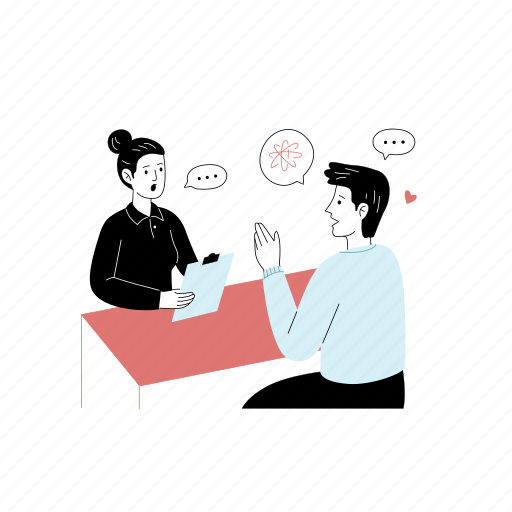 College, counseling, talk, communication, student, mentor, interaction illustration - Download on Iconfinder