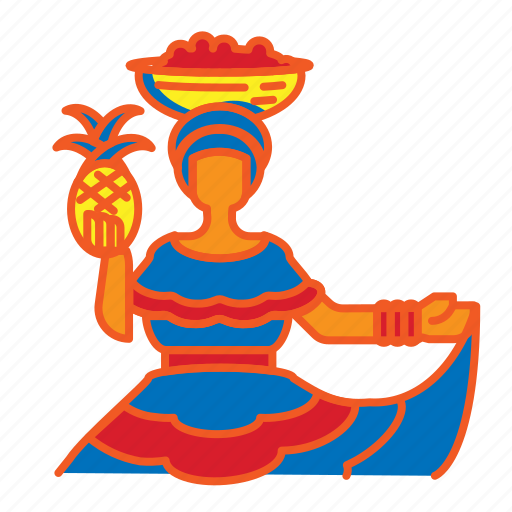 Basket, colombia, fruits, local, pineapple, woman icon - Download on Iconfinder