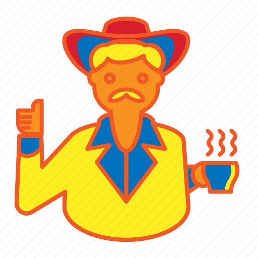 Coffee, cup, farmer, fresh, hat, loacal, man icon - Download on Iconfinder