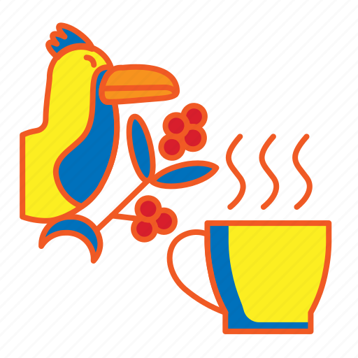 Bird, coffee, cup, fruits, origin, toucan icon - Download on Iconfinder