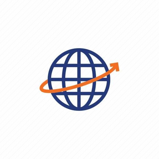 Arrow, color, earth, global, indigo, internet, orange icon - Download on Iconfinder