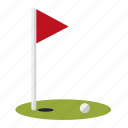 ball, flag, golf, green, hole, lawn, sports 