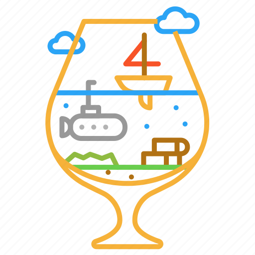 Colour, design, line, submarine, wineglass icon - Download on Iconfinder