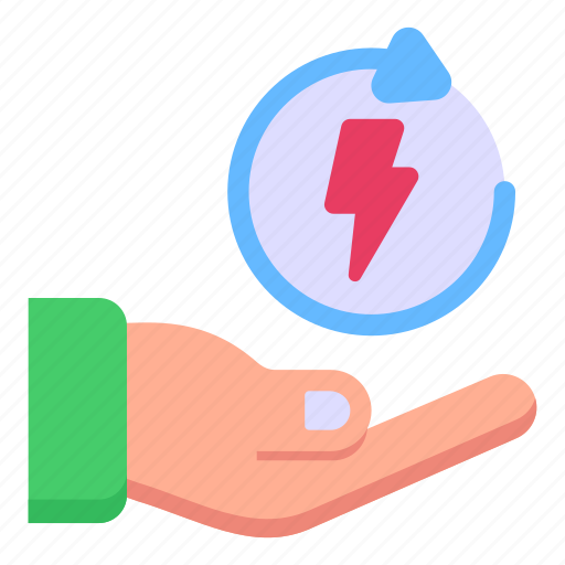 Energy reload, energy recycle, power recycle, bolt, hand icon - Download on Iconfinder