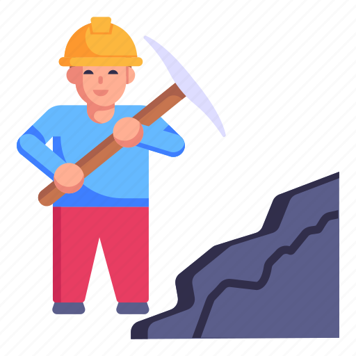 Rock mining, miner, labour, worker, digger icon - Download on Iconfinder