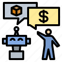 buy, exchange, goods, money, robot, trading, transfer