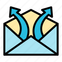 communication, mail, message, envelope, arrow, inbox, letter