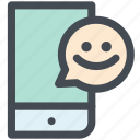 chatting, communication, mobile, smartphone, smile, video call, video chat
