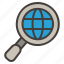 search, research, magnifying glass, global, world, earth 
