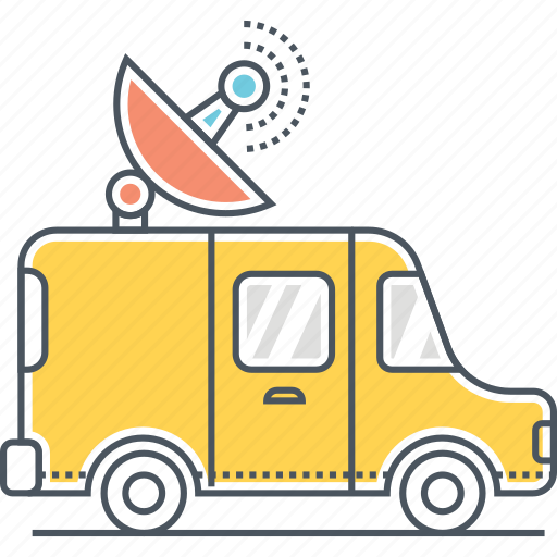 Broadcast, radio, satellite, satellite truck, truck, van icon - Download on Iconfinder