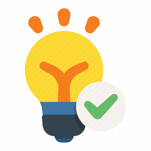 Bulb, check, idea, mark, passed, company, think icon - Download on Iconfinder