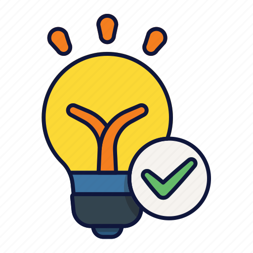 Bulb, check, idea, mark, passed, company, think icon - Download on Iconfinder