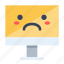 computer, emoji, emoticon, sad 