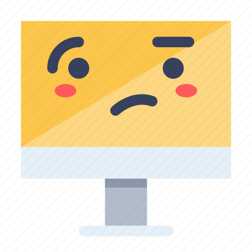 Computer, confused, emoji, emoticon icon - Download on Iconfinder