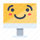 computer, emoji, emoticon, smile