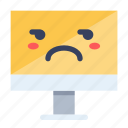 bored, computer, emoji, emoticon, sad