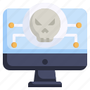 virus, malware, computer, skull