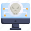 virus, malware, computer, skull 