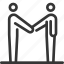 agreement, business, hand, hand shake, partner, stick man, two person 