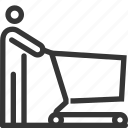 commerce, customer, shop, shopper, shopping cart, stick man, trolley