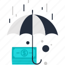 currency, insurance, money, protection, safety, security, umbrella