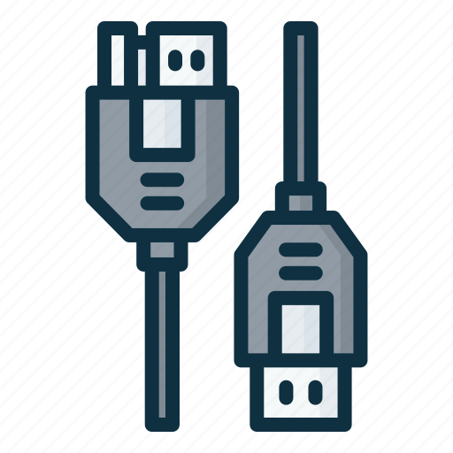 Usb, usb b, cable, connector, type b icon - Download on Iconfinder