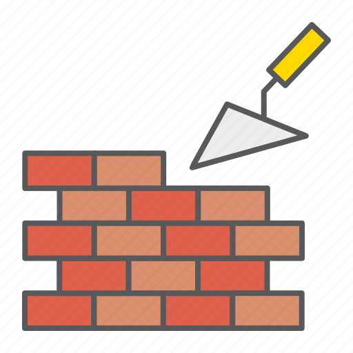 Build, brickwork, brick, construction, bricklayer, wall, trowel icon - Download on Iconfinder