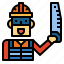 man, vest, saw, hand, carpenter, safety, worker