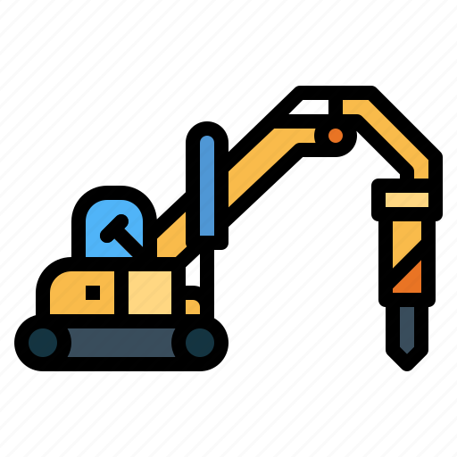 Construction, jackhammer, drill, machinery, hydraulic icon - Download on Iconfinder