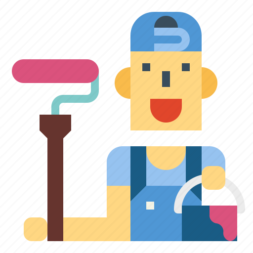 Construction, brush, paint, worker, roller, painter icon - Download on Iconfinder