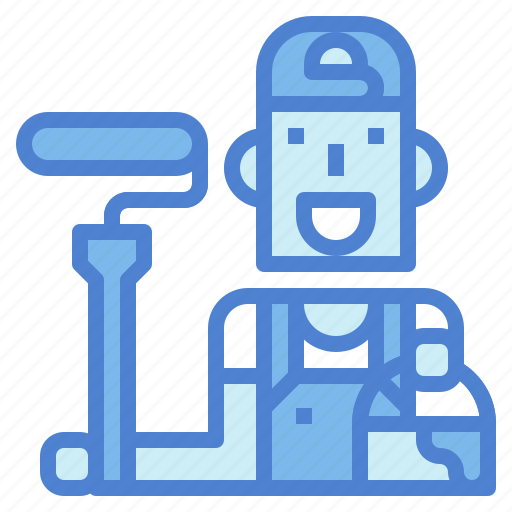 Roller, construction, painter, worker, paint, brush icon - Download on Iconfinder