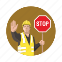 construction, worker, stop, sign, caution