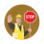 construction, worker, stop, sign, caution 